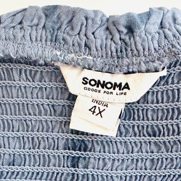 NWT SONOMA Women Sleeveless Pullover Square Neck Blue Rayon Shirt Plus Size 4X - Picture 12 of 14